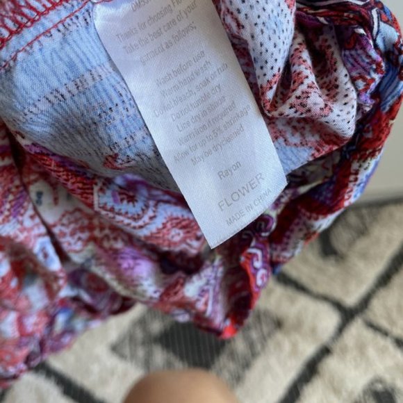 Size 10 FLOWER Red Maxi Boho Dress with Scoop Neckline - Picture 7 of 8